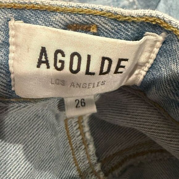 Agolde Slice Denim Pleated Button Fly Mini Skirt Size 26 - Picture 9 of 12